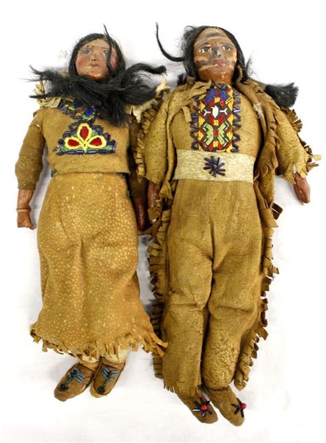 2 antique native american sioux dolls