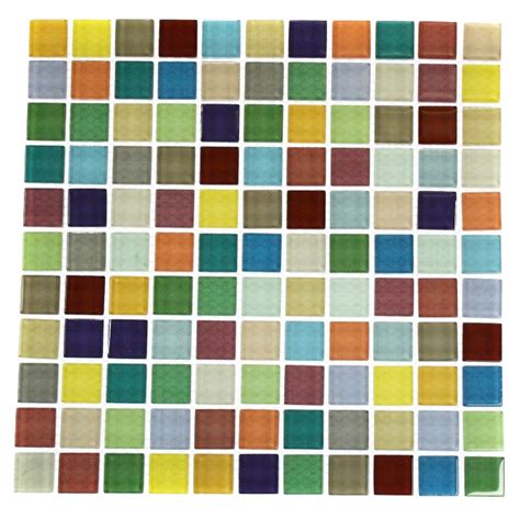 As much as i wanted something other than subway tile (i felt like that was too predictable), i ended up down to two choices: Fruit Platter 1X1 Multi-Colored Polished Glass Tile