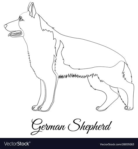 German Shepherd Cartoon Dog Outline Royalty Free Vector
