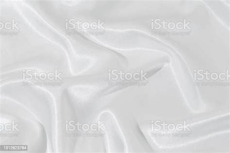 White Silk Fabric Texture Close Up Abstract Background Stock Photo