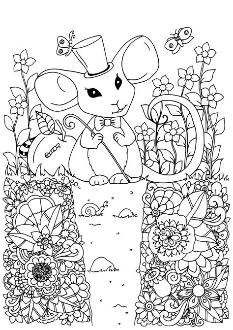 Wizards, witches, magicians all have the magic you're looking for. The magic mouse - Mouses Adult Coloring Pages