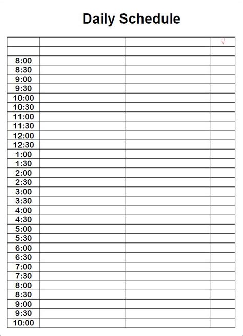 Free Printable Daily Schedule Sheets

