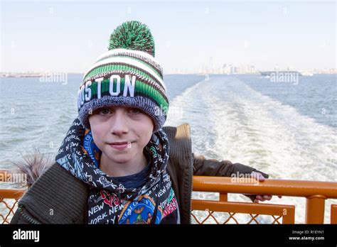 Nine Year Old Boy On The Staten Island Ferry New York United States