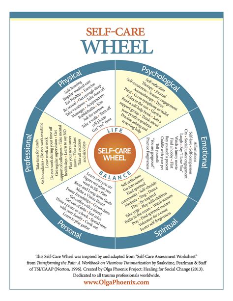 Using The Self Care Wheel For Assessment And Planning Safehouse