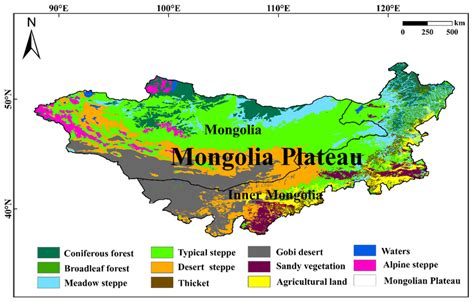 Mongolian Plateau Physical Map