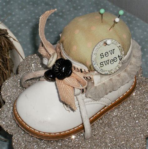 Altered Baby Shoe Pin Cushion