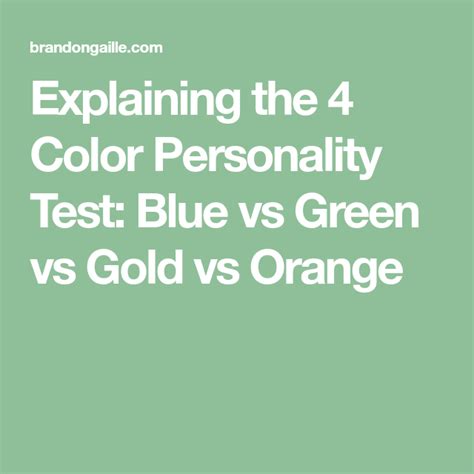 Explaining The 4 Color Personality Test Blue Vs Green Vs Gold Vs