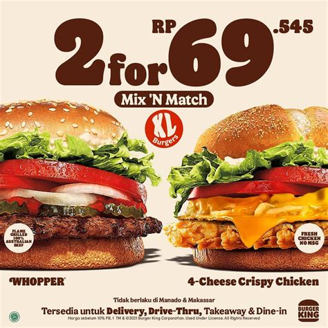 promo burger king mix and match beli 2 burger cuma rp 69 545