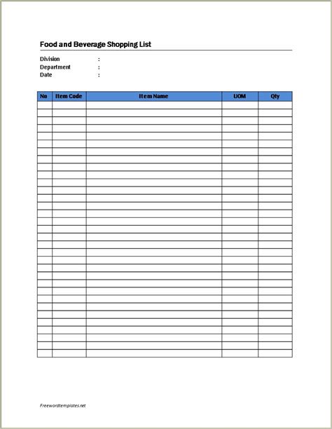 Free Grocery List Template Excel Of Best Of Printable Grocery List