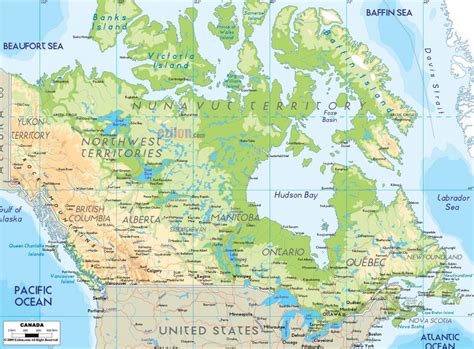 Physische Karte Von Kanada Physische Karte Von Kanada Nordamerika