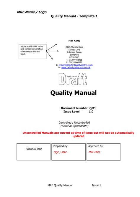 Template Quality Manual Sample