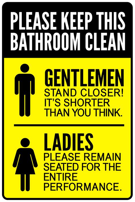 Please Keep This Bathroom Clean Gentlemen Ladies Instructional Poster