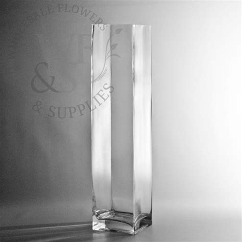 17 5 Inches X 4 Inches Glass Square Vase Tall Vases Bulk Wholesale Flowers And Supplies