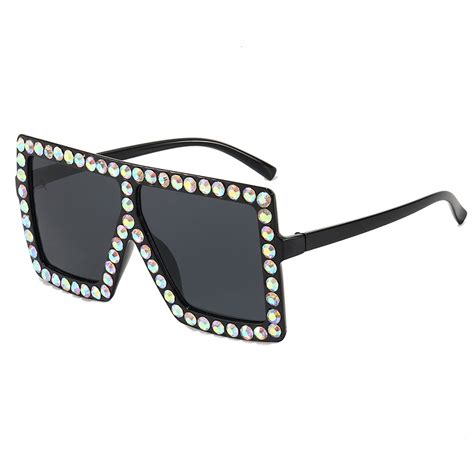 Wholesale Oversize Square Rhinestones Women Sunglasses Superhot Eyewear