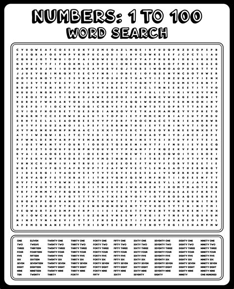 100 word word search printable