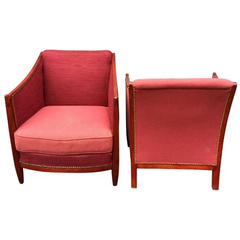 Pair Of French Art Deco Lounge Chairs For Sale At 1stdibs