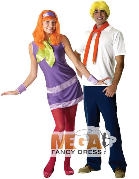 Scooby Doo Daphne And Fred Couple Fancy Dress Costume Mens Ladies Outfits