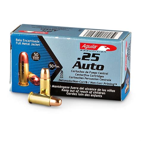 Aguila® 25acp 50 Grain Fmj 50 Rounds 139226 25 Acp Ammo At Sportsmans Guide