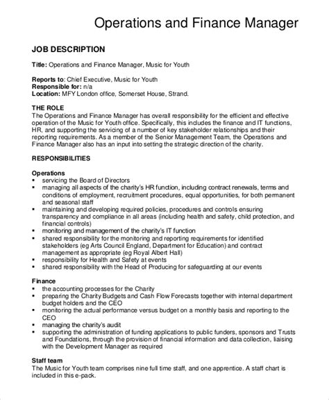 Details about assistant finance manager job description. Operations Manager Duties And Responsibilities Pdf