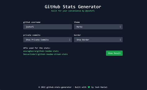 Github Readme Stats Generator
