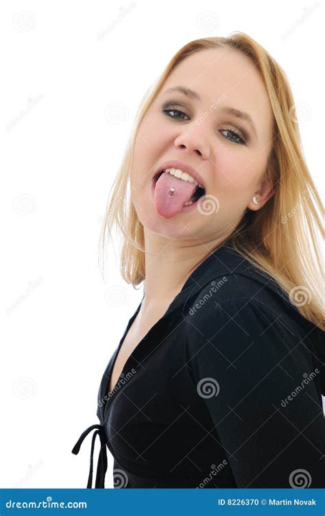 Portrait Of Teenager Girl Sticking Out Tongue Stock Image Image Of