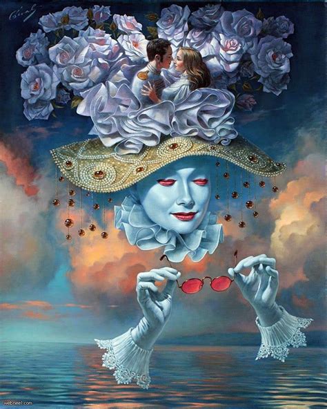 Surreal Oil Painting Love Is Bline Love By Michael Cheval