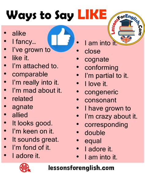 31 Ways To Say Like In English Lessons For English