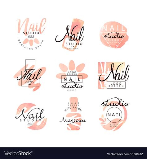 Manicure nail studio logo design set creative Vector Image