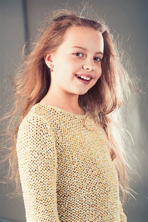 Small Girl With Long Hair Fashion Portrait Of Little Girl Kid