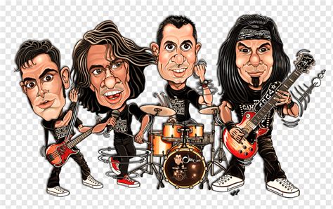 Vier Mann Musikband Illustration Cartoon Karikatur Rockmusik Ana