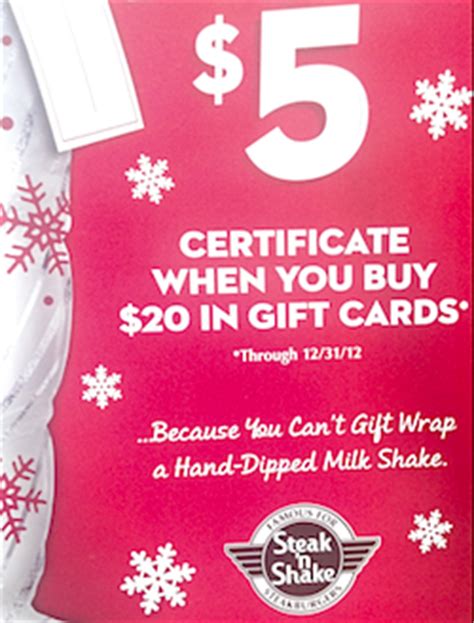 Make steak & shake gift cards a part of your loyalty, reward, or incentive program with perfectgift.com. Bonus Gift Card Offers 2012 | How to Have it All
