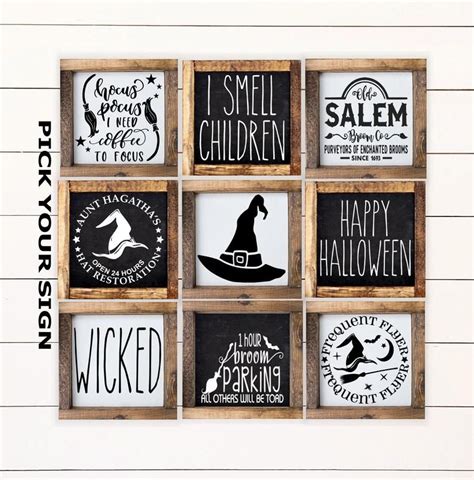 Halloween Witch Mini Sign Collection 6x6 Farmhouse Etsy Halloween