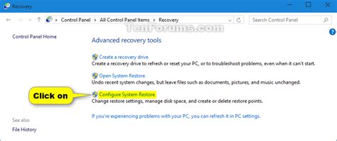 Create System Restore Point In Windows 10 Tutorials