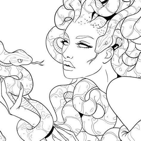 This gorgeous and intricately drawn adult coloring page was drawn by gloria piñeiro muñiz and is ready to be printed for your enjoyment and mental relaxation and it also makes for a great gift to your loved ones. Adult Coloring Page Medusa (com imagens) | Coisas para ...