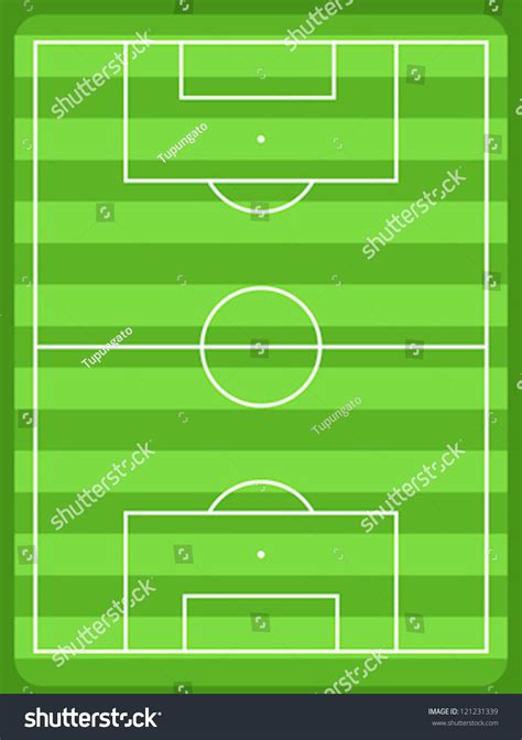 Vektor Stok Football Field Diagram White Lines Green Tanpa Royalti