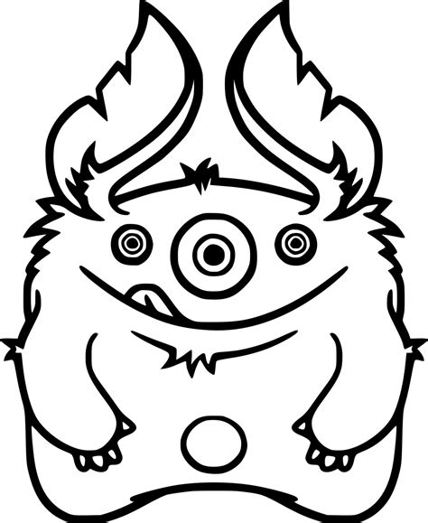 Simple Cute Scary Monster Coloring Pages Coloring Cool