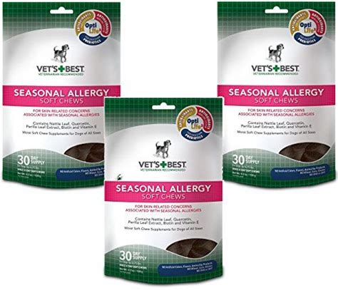 Vets Best 3 Pack Seasonal Allergy Soft Chews Dog Supplementseach A