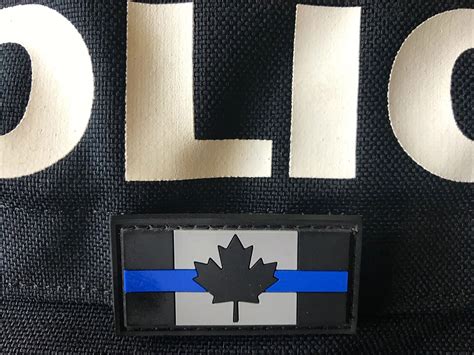 Thin Blue Line Canada Canadian Flag Pvc Patch Etsy