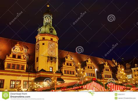 Leipzig Christmas Market Stock Image Image Of Townhall 22521317