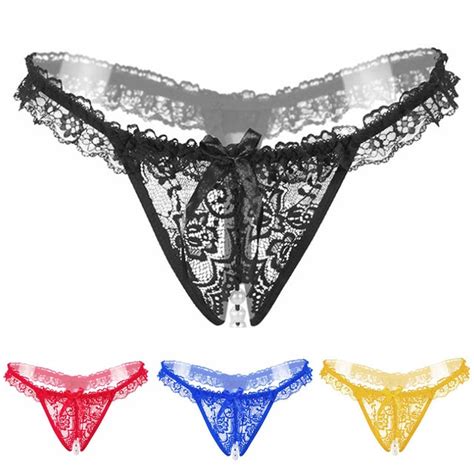 buy women sexy open crotch lingerie women s crotchless pearl lace thongs