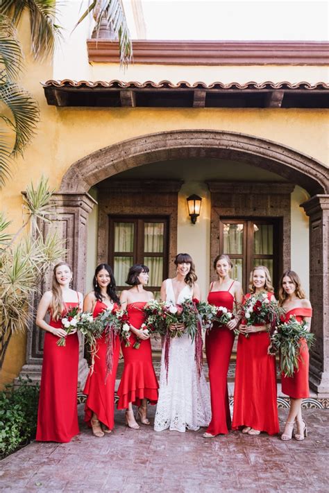 Burgundy Cherry And Scarlet How To Style Red Bridesmaid Dresses