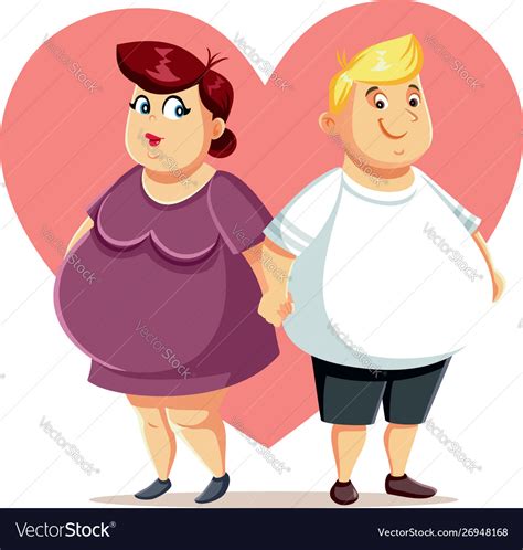 Overweight Couple Feeling In Love Cartoon Vector Image