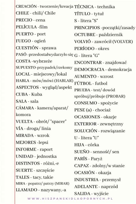 Część dziewiąta 1000 najczęściej używanych słów w języku hiszpańskim