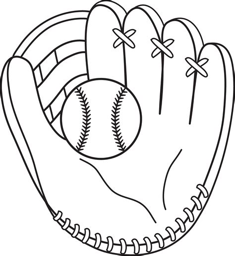 Baseball And Mitt Line Art Baseball Coloring Pages Sports Coloring