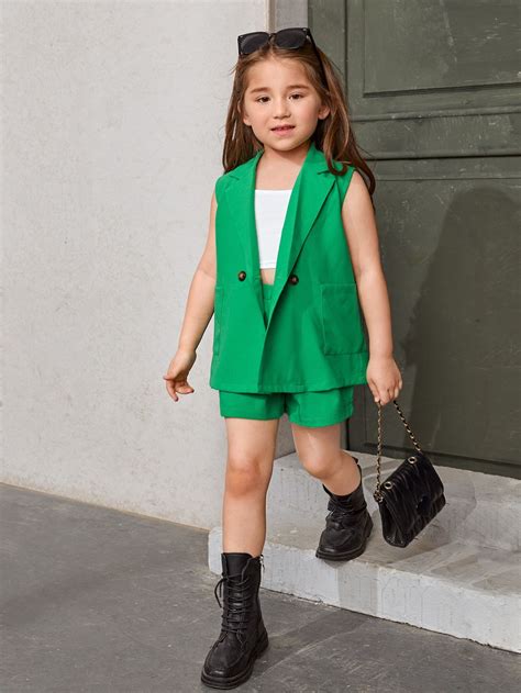Green Dressy Collar Sleeveless Plain Embellished Non Stretch Toddler