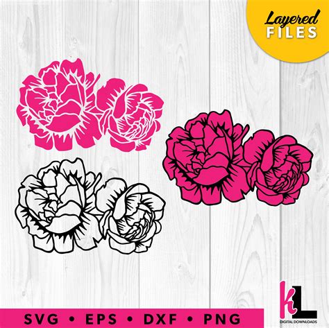 Peonies SVG Layered Floral SVG bundle Peony Vector Wedding | Etsy