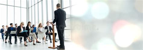 Group Of Business People Meeting In A Seminar Conference Widen View