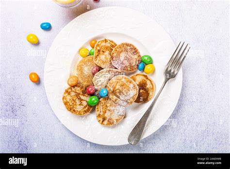 Dutch Mini Pancakes Called Poffertjes Stock Photo Alamy