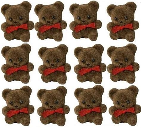 Miniature Brown Flocked Teddy Bears True Vintage Christmas