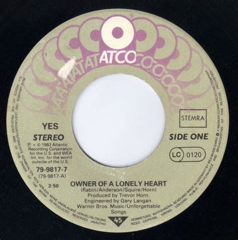 Yes Owner Of A Lonely Heart 1983 Vinyl Discogs